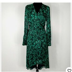 Ali & Jay Dress Wrap Lined Knee High Low Hem V Metallic Work Core